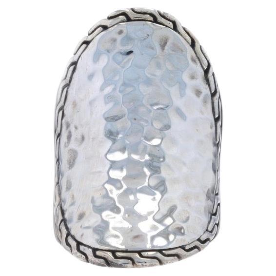 John Hardy Classic Chain Hammered Oval Statement Ring - Sterling Silver 925 For Sale