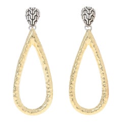 John Hardy Classic Chain Hammered Teardrop Earrings Sterling 
1/3 18 Karat Gold