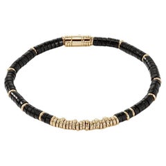 John Hardy Bracelet classique en or 14 carats et perles d'onyx avec chaîne Heishi BUGGS900984BON