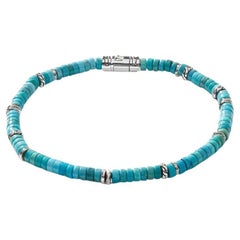 John Hardy Bracelet classique en perles heishi turquoise avec chaîne BUS900698TQXUL