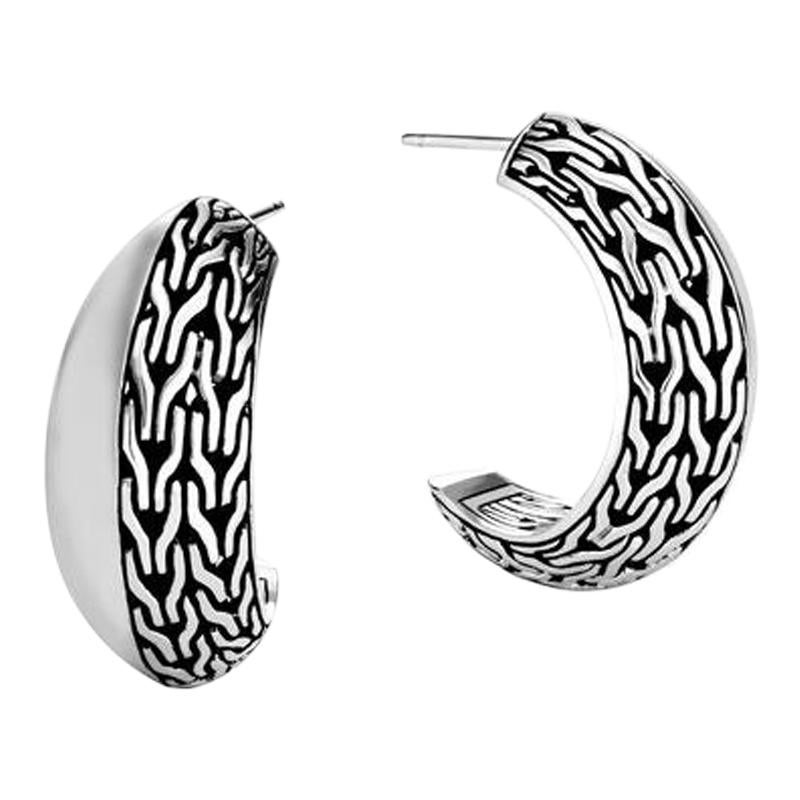 John Hardy Classic Chain Graduated Small Hoop Earring EB93298 For Sale