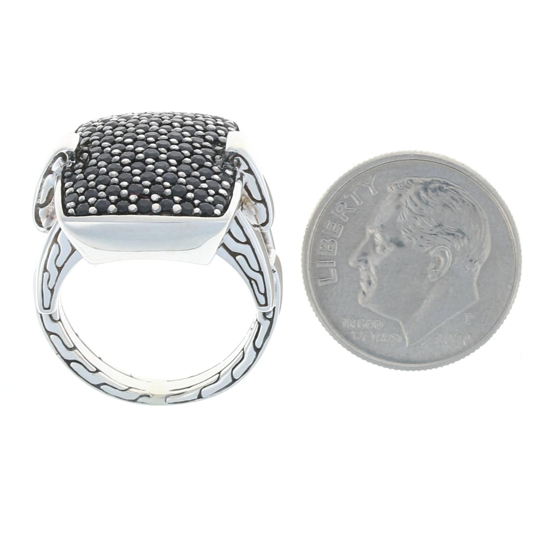 Women's John Hardy Classic Chain Lava Black Sapphire Ring Sterling Silver 925