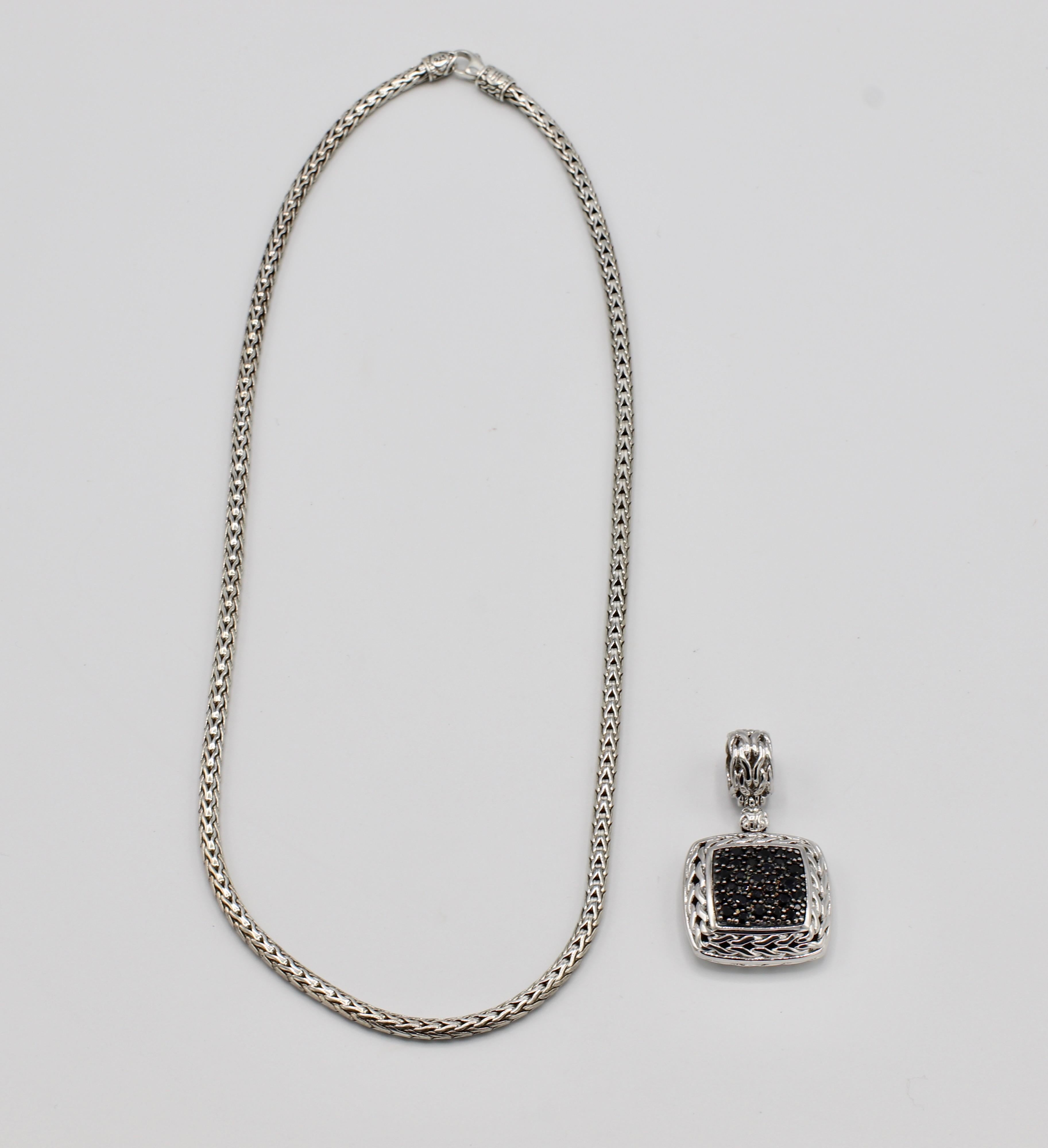John Hardy Classic Chain Lava Square Pendant Necklace with Black Sapphires 2