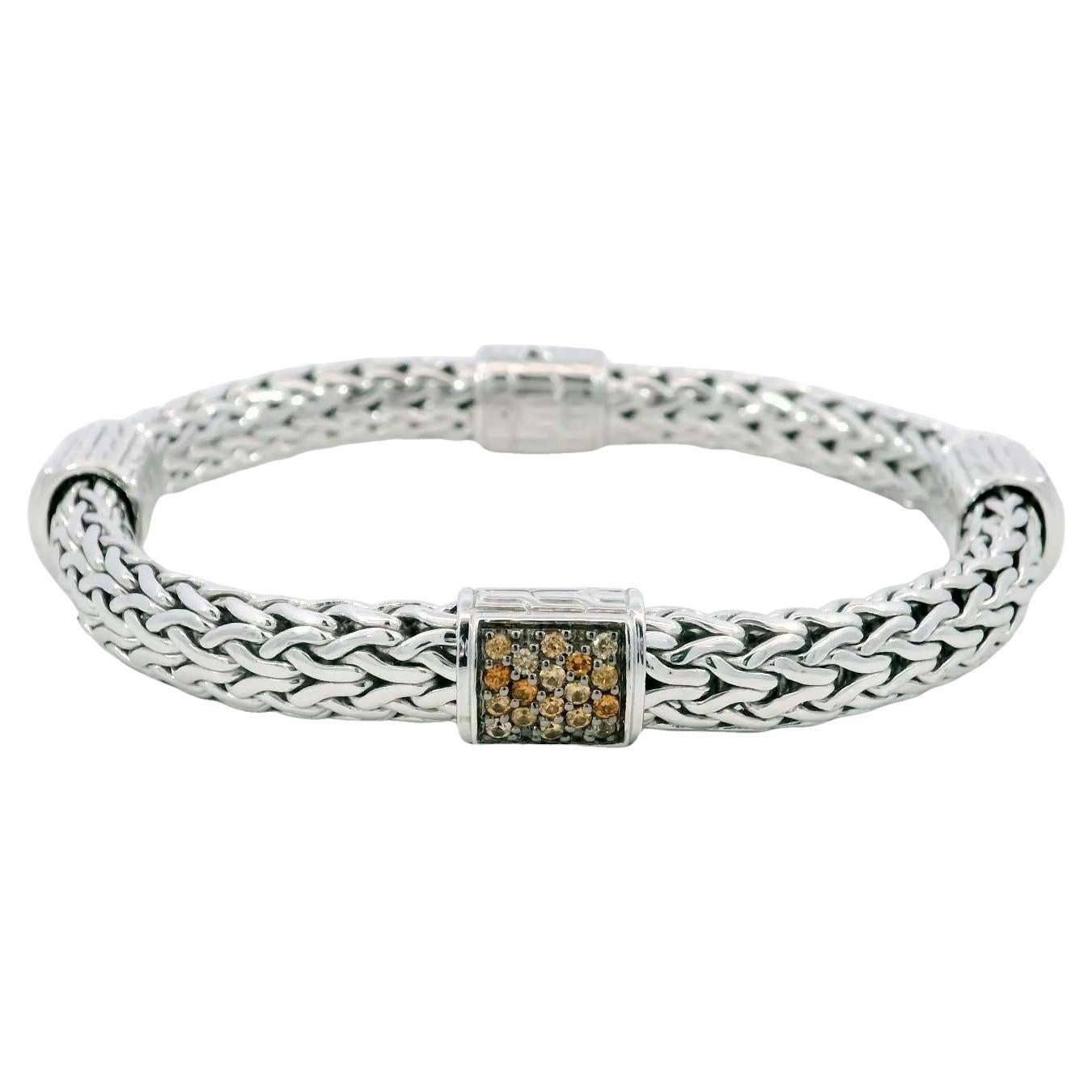 John Hardy Classic Chain Mandarin Garnet Sterling Bracelet For Sale