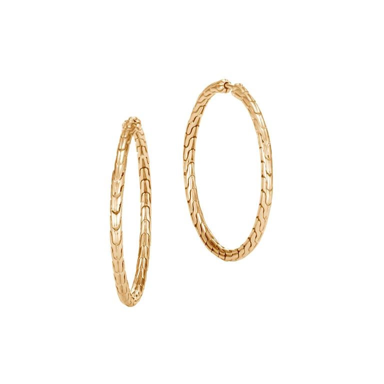 John Hardy Classic Chain Medium Hoop Earring EG90475 For Sale at 1stDibs