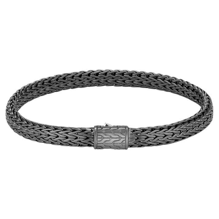 John Hardy Classic Chain Medium Slim Black Rhodium Bracelet BM999617MBRDXUXL For Sale