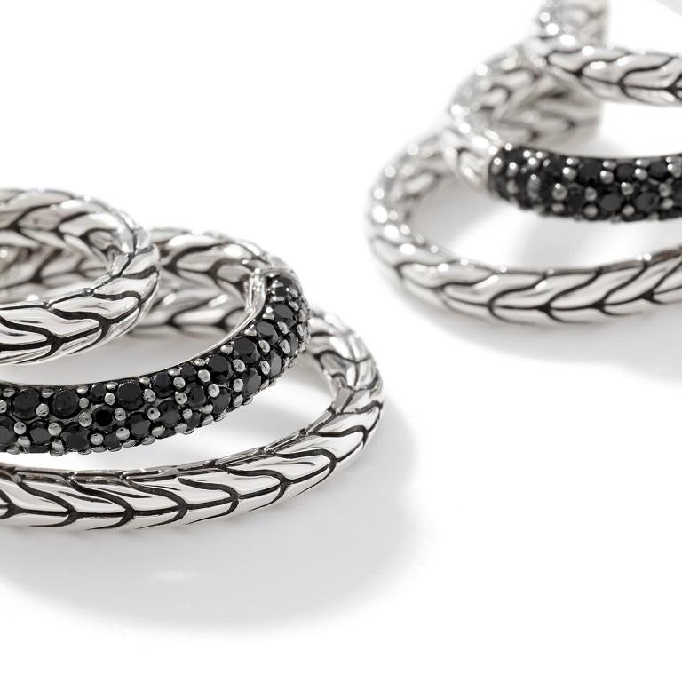 Sterling silver 25mm hoop earrings from the Classic Chain collection set with treated black sapphires and black spinel.

Metal: 925-Sterling Silver
Dimensions: 25mm X 8.5mm
Closure: Post Back
Stone: Black Spinel
EBS9004984BLSBN