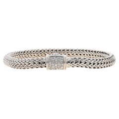John Hardy Classic Kette Pavé Verschluss Diamant Armband 7" Sterl925 Gelbgold 18k