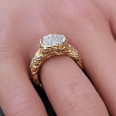 John Hardy Classic Chain Pave Diamond Ring 18k Yellow Gold size 6