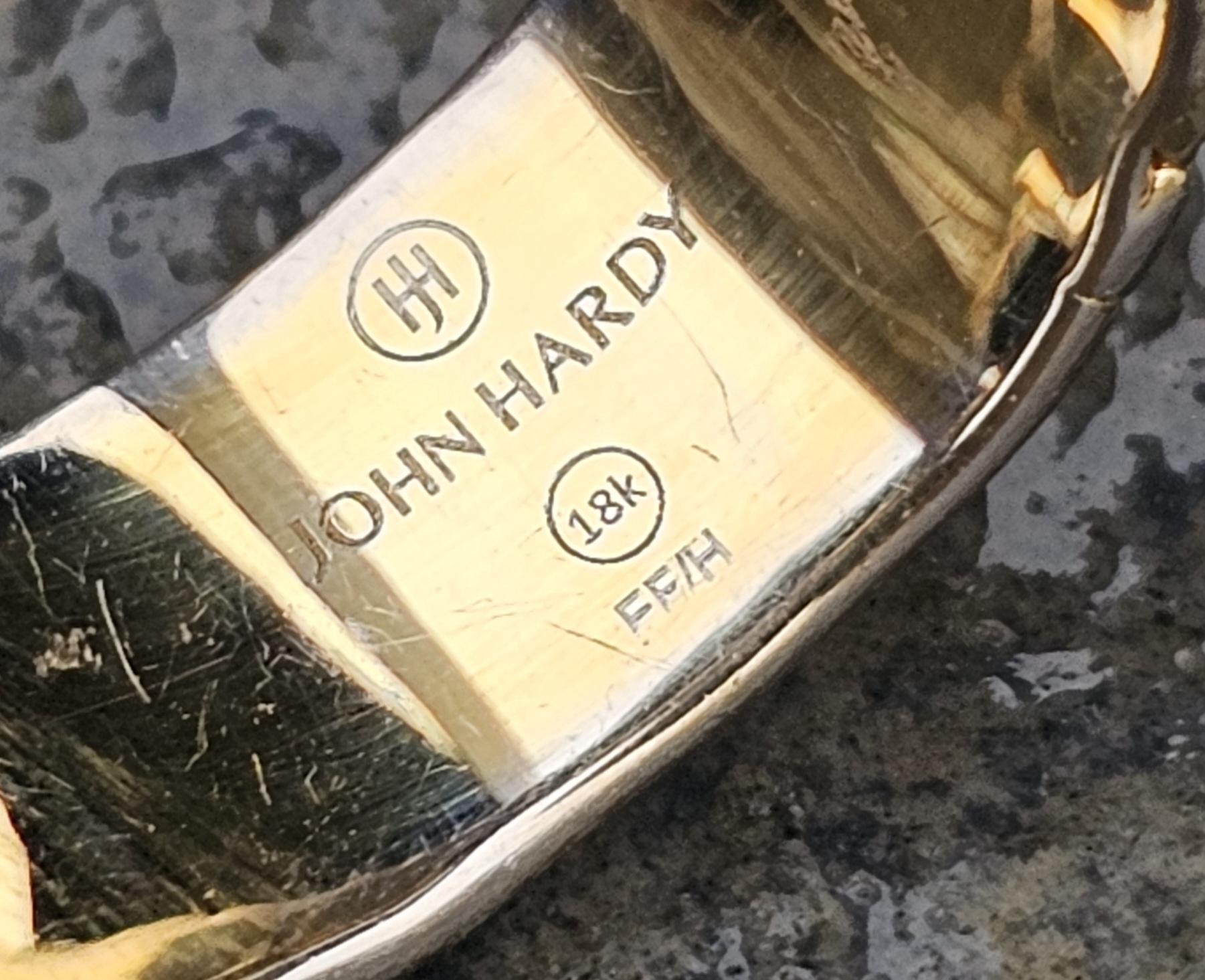 Women's John Hardy Classic Chain Pave Diamond Ring 18k Yellow Gold size 6 For Sale