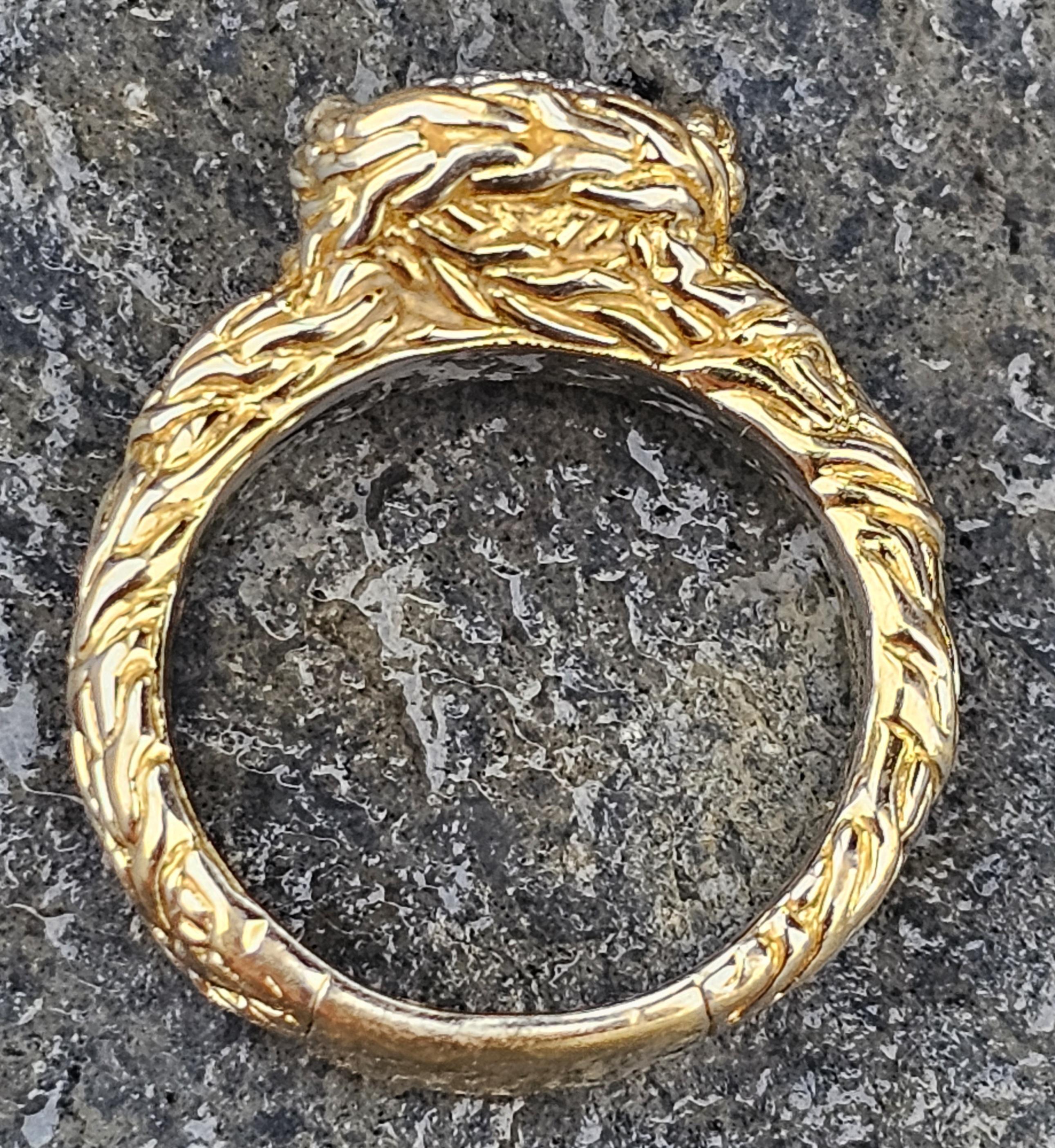 John Hardy Classic Chain Pave Diamond Ring 18k Yellow Gold size 6 For Sale 1