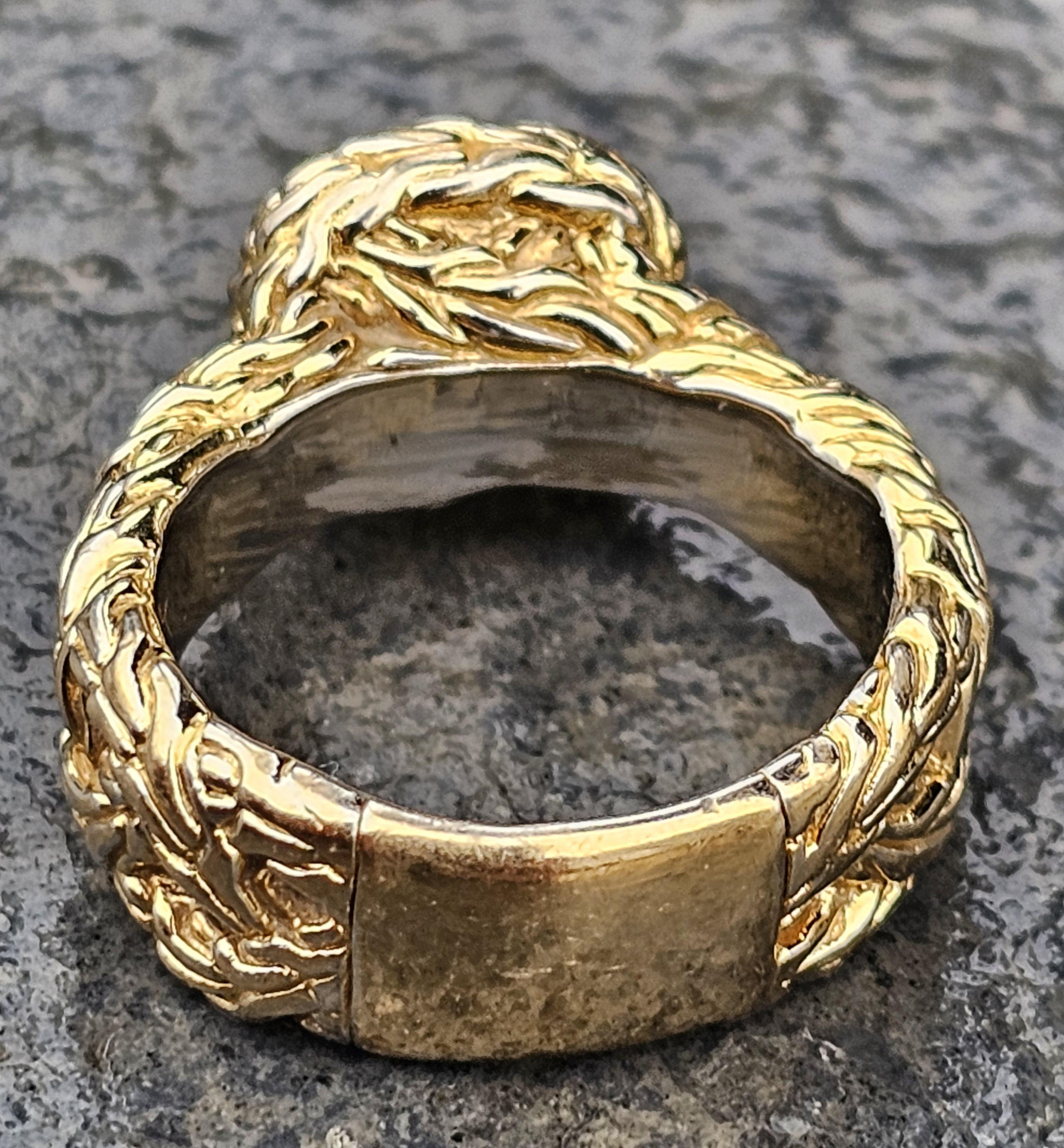 John Hardy Classic Chain Pave Diamond Ring 18k Yellow Gold size 6 For Sale 3