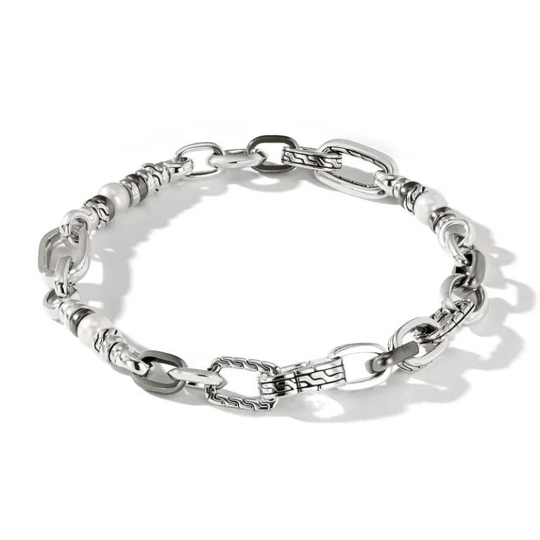 John Hardy Classic Chain Pearl Link Bracelet BU900830SMBRDXUM In New Condition For Sale In Wilmington, DE