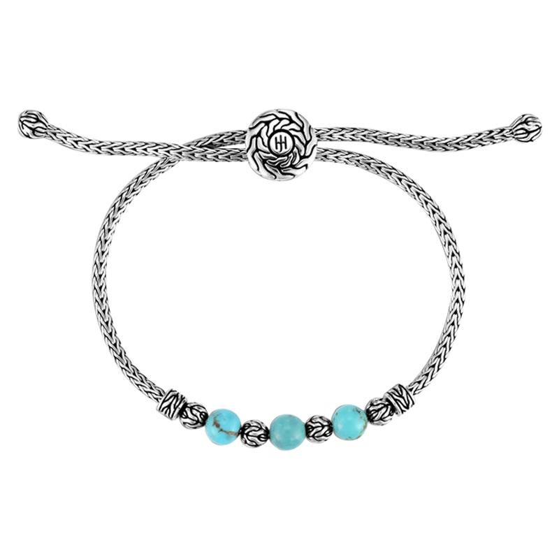 John Hardy Classic Chain Pull Through Bracelet with Turquoise BBS900008TQXM-L For Sale