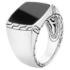 John Hardy Classic Chain Signet Ring with Black Jade 1652