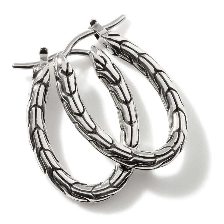 John Hardy Classic Chain Silver Hoop Earrings EB900369 In New Condition For Sale In Wilmington, DE