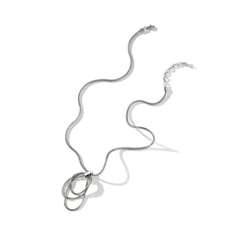 Women's or Men's John Hardy Classic Chain Silver Link Drop Pendant Necklace NB9007755X18-20 For Sale