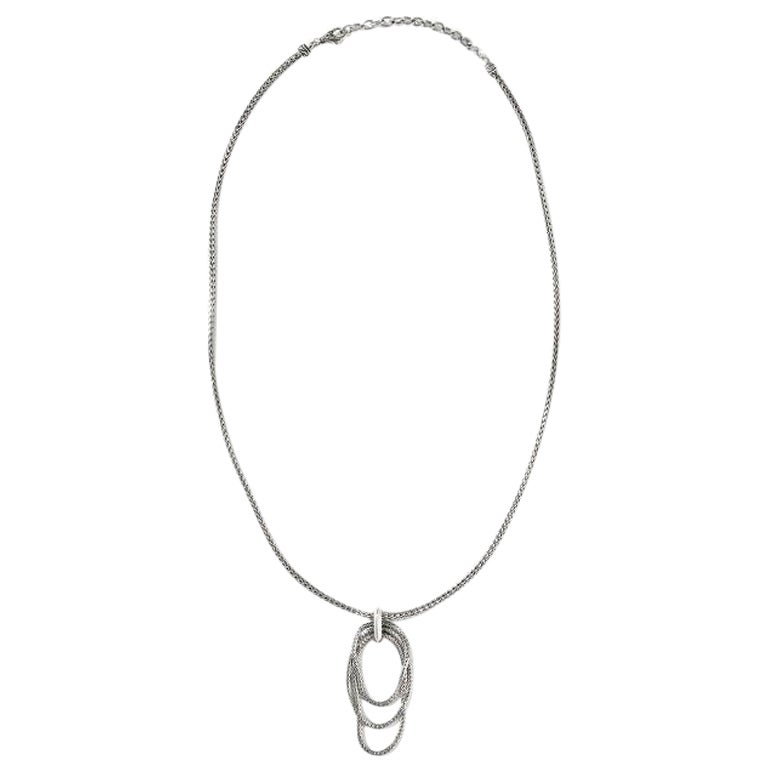 John Hardy Classic Chain Silver Link Drop Pendant Necklace NB9007755X18-20