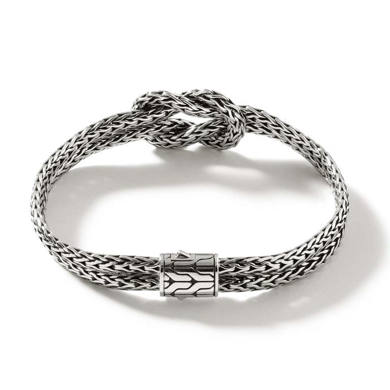 John Hardy Classic Chain Silver Manah Slim Chain Double Bracelet BU900989XUM In New Condition For Sale In Wilmington, DE