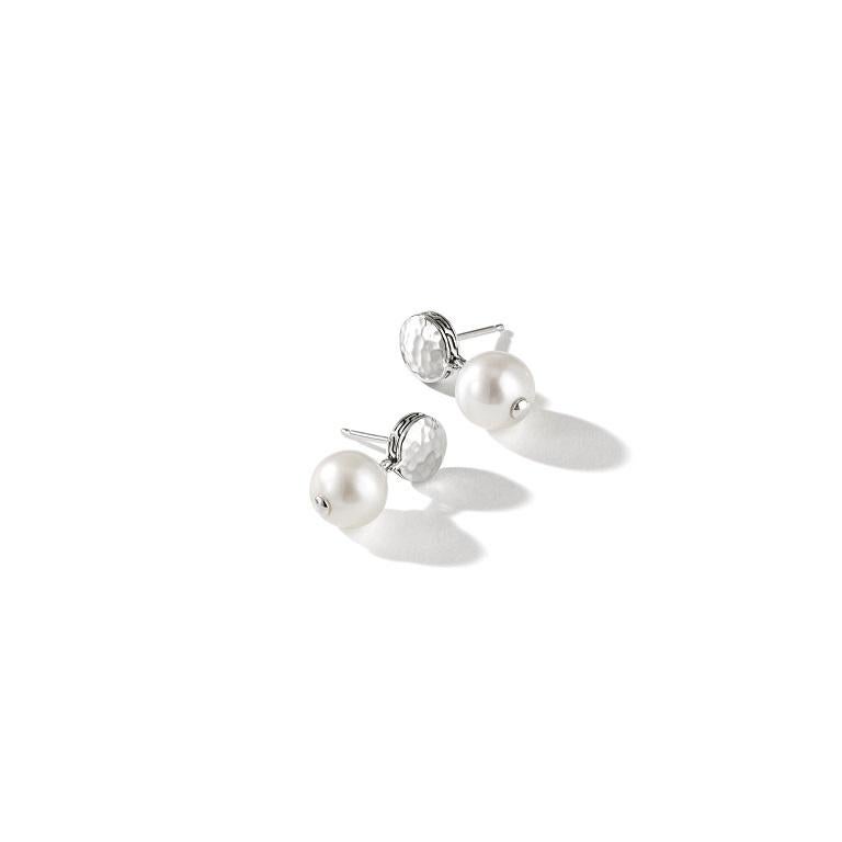 Artisan handcrafted in 100% reclaimed sterling silver with Cultured Fresh Water Pearls.

Style No.: EB30116
Metal: Sterling Silver
Drop Length: 24MM
Closure: Post Back
Stone: Cultured Fresh Water Pearl