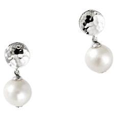 John Hardy Classic Chain Silver Pearl Earrings EB30116 For Sale