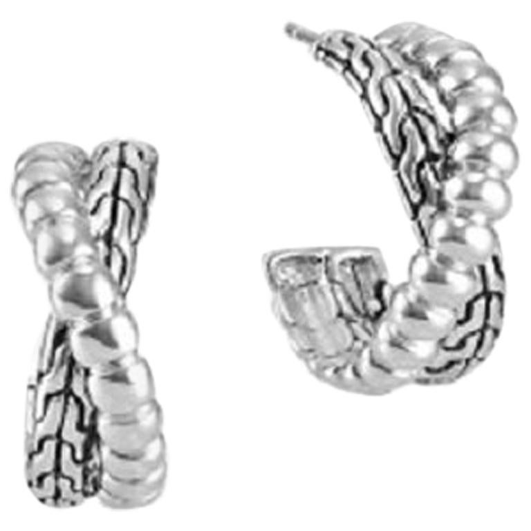 John Hardy Classic Chain Small Twist Hoop Earrings EB1186