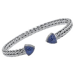 John Hardy Classic Chain Sterling Silver and Blue Sapphire Arrow Cuff Bracelet