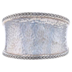 John Hardy Classic Chain Wide Hammered Cuff Bracelet 6 1/4" Sterling Silver 925