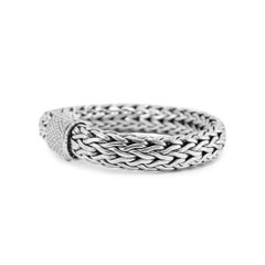 John Hardy Classic Icon 0.69ct Round Diamond Pave Sterling Silver Link Bracelet