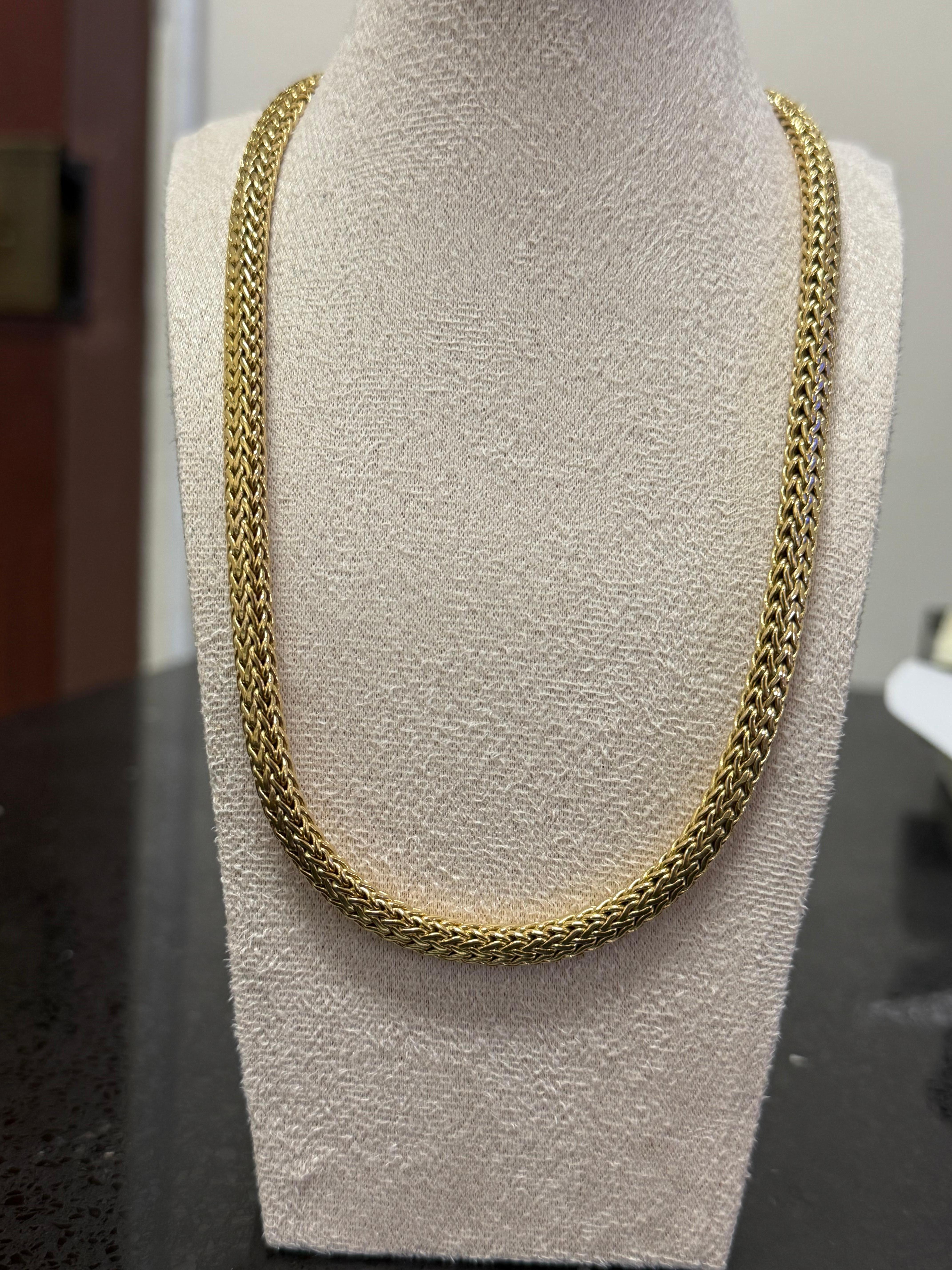 John Hardy Classic Solid 18K Yellow Gold 6mm Wheat Chain Necklace 16