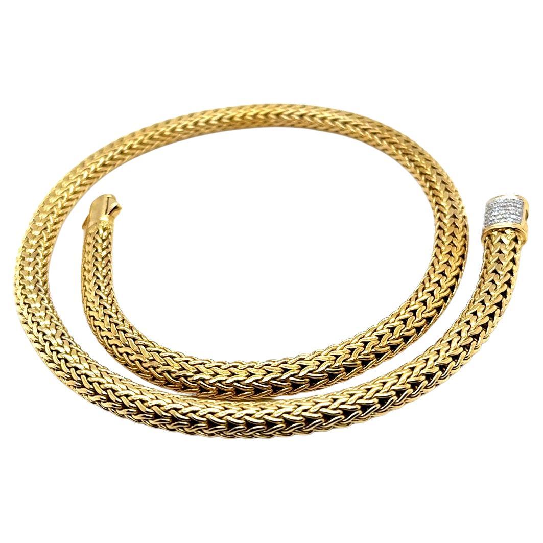 John Hardy Classic Solid 18K Yellow Gold 6mm Wheat Chain Necklace 16" 88.5 g en venta