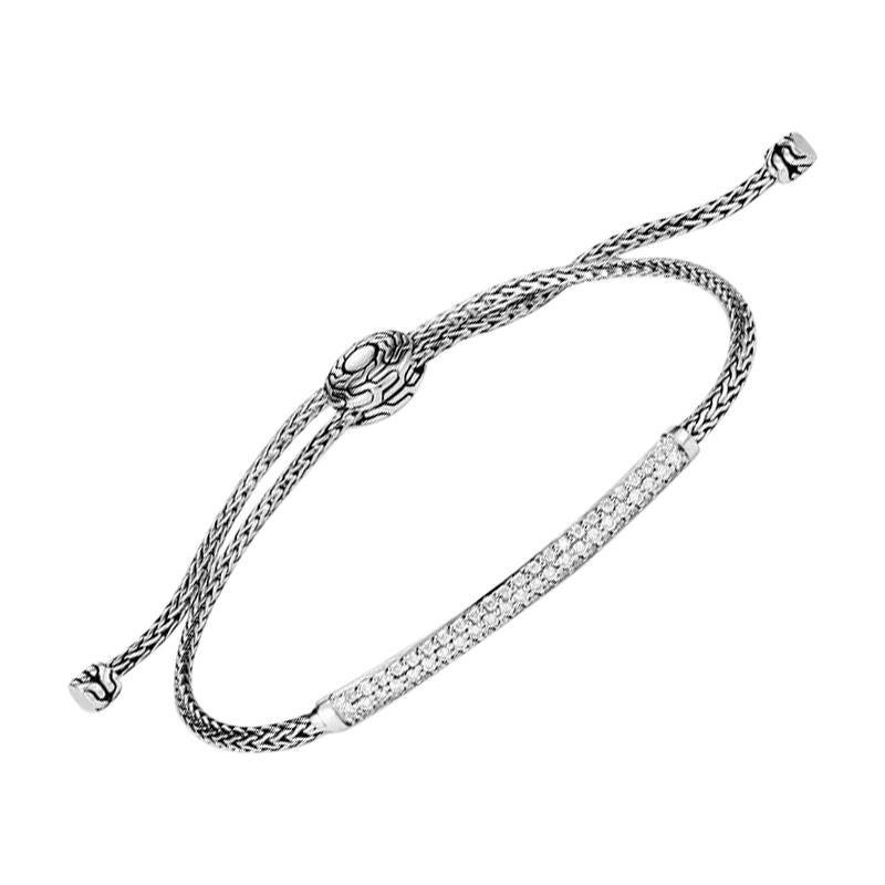 John Hardy Classic Station Pull Through Bracelet with Diamond BBP901192DIXM-L For Sale