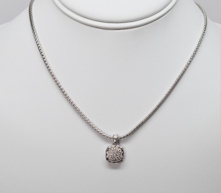 John Hardy Classic Sterling Silver Chain Pendant Necklace with Diamonds ...