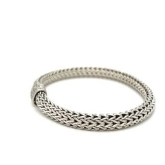 John Hardy Classic Wheat Chain Sterling Silver with Diamond Pavé