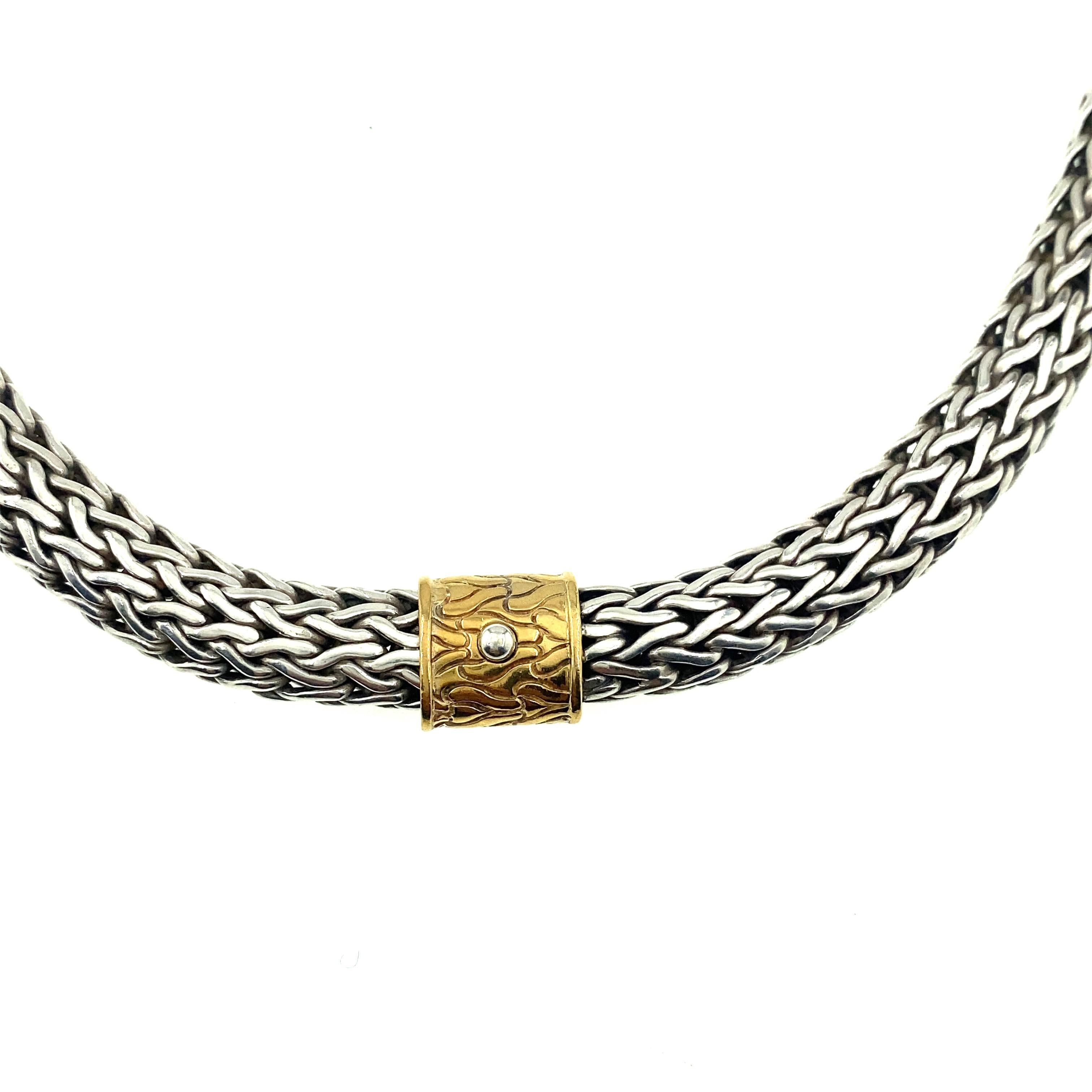 John Hardy Classic Woven Weizen Kette Halskette Sterling Silber 18kt YG 6