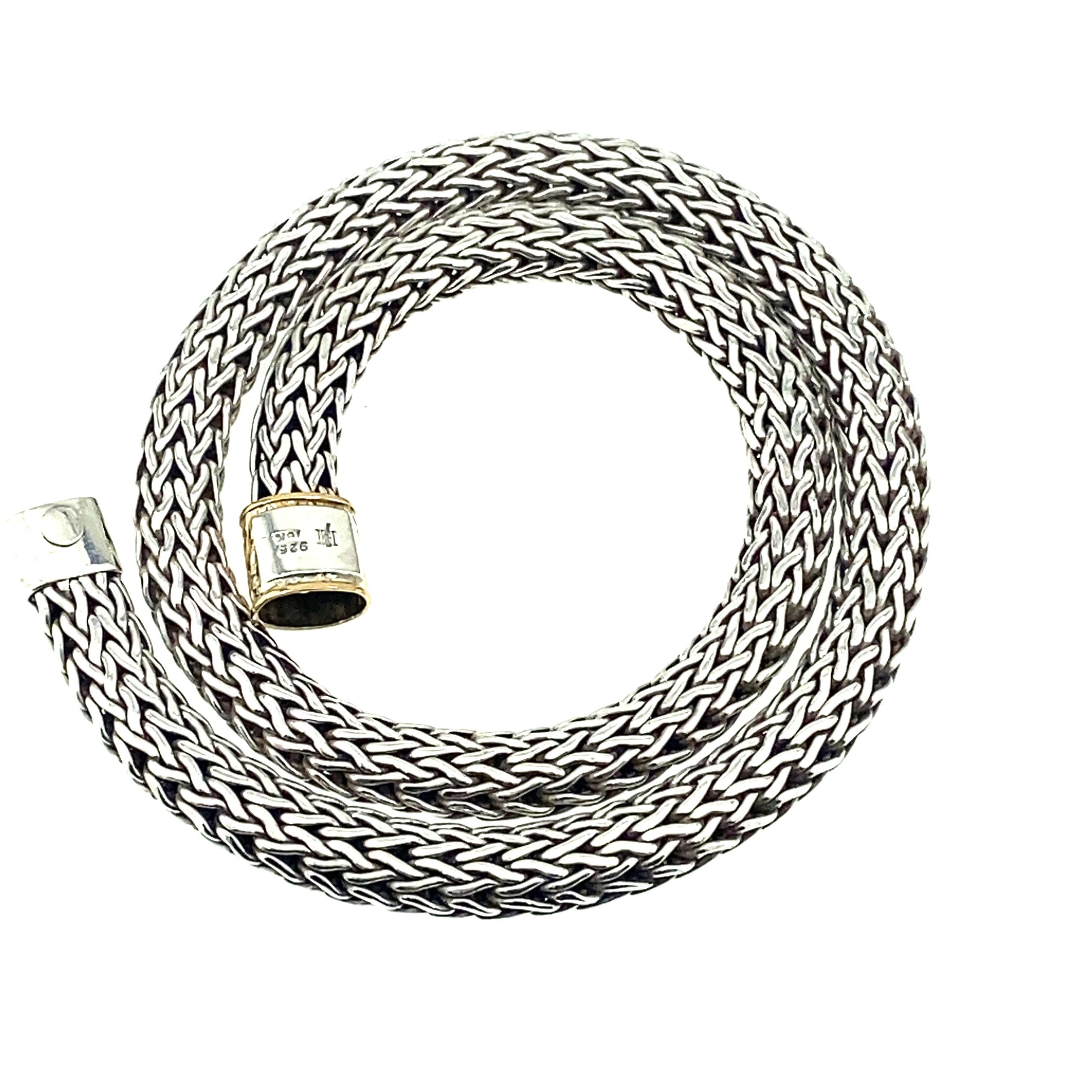 John Hardy Classic Woven Weizen Kette Halskette Sterling Silber 18kt YG 1