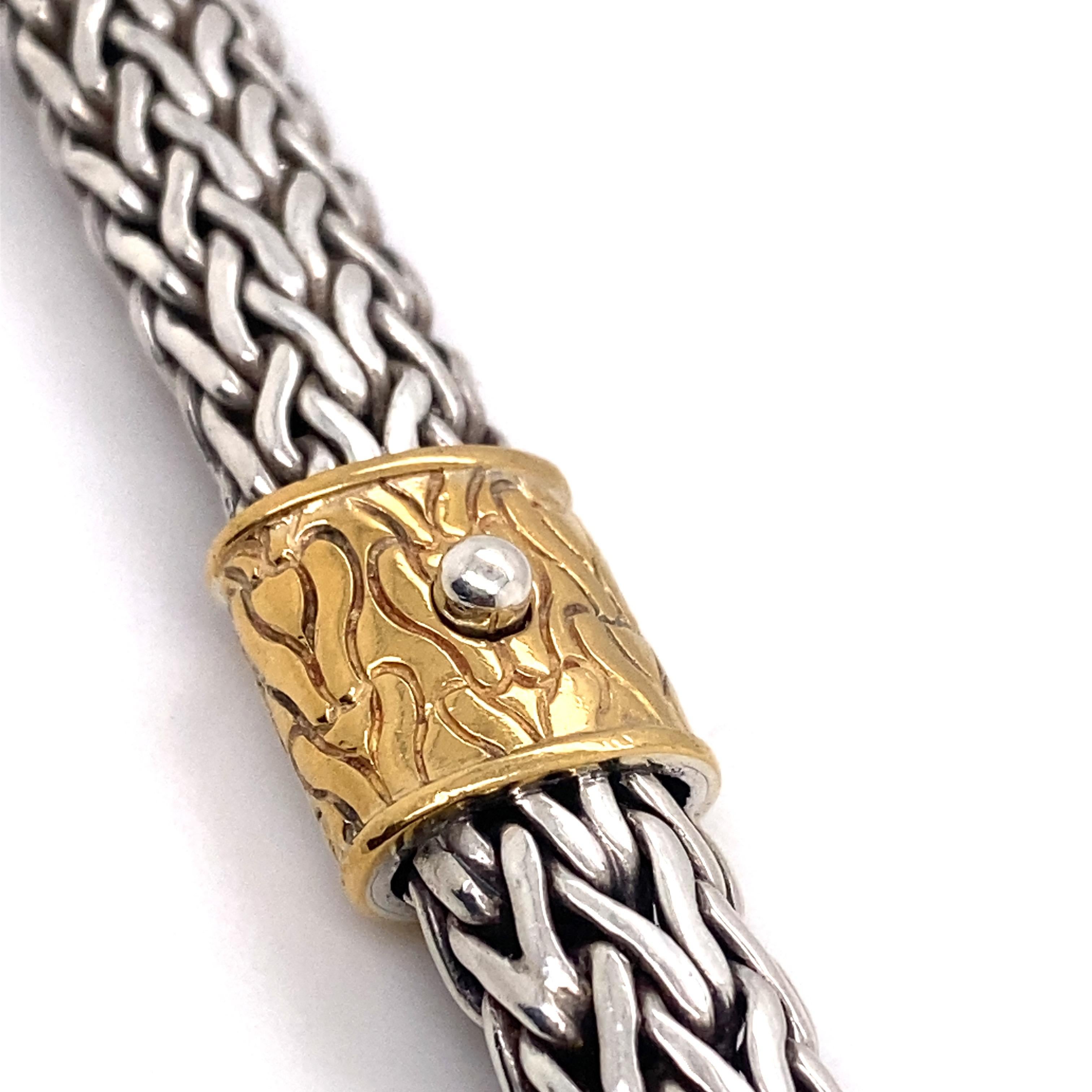 John Hardy Classic Woven Weizen Kette Halskette Sterling Silber 18kt YG 2