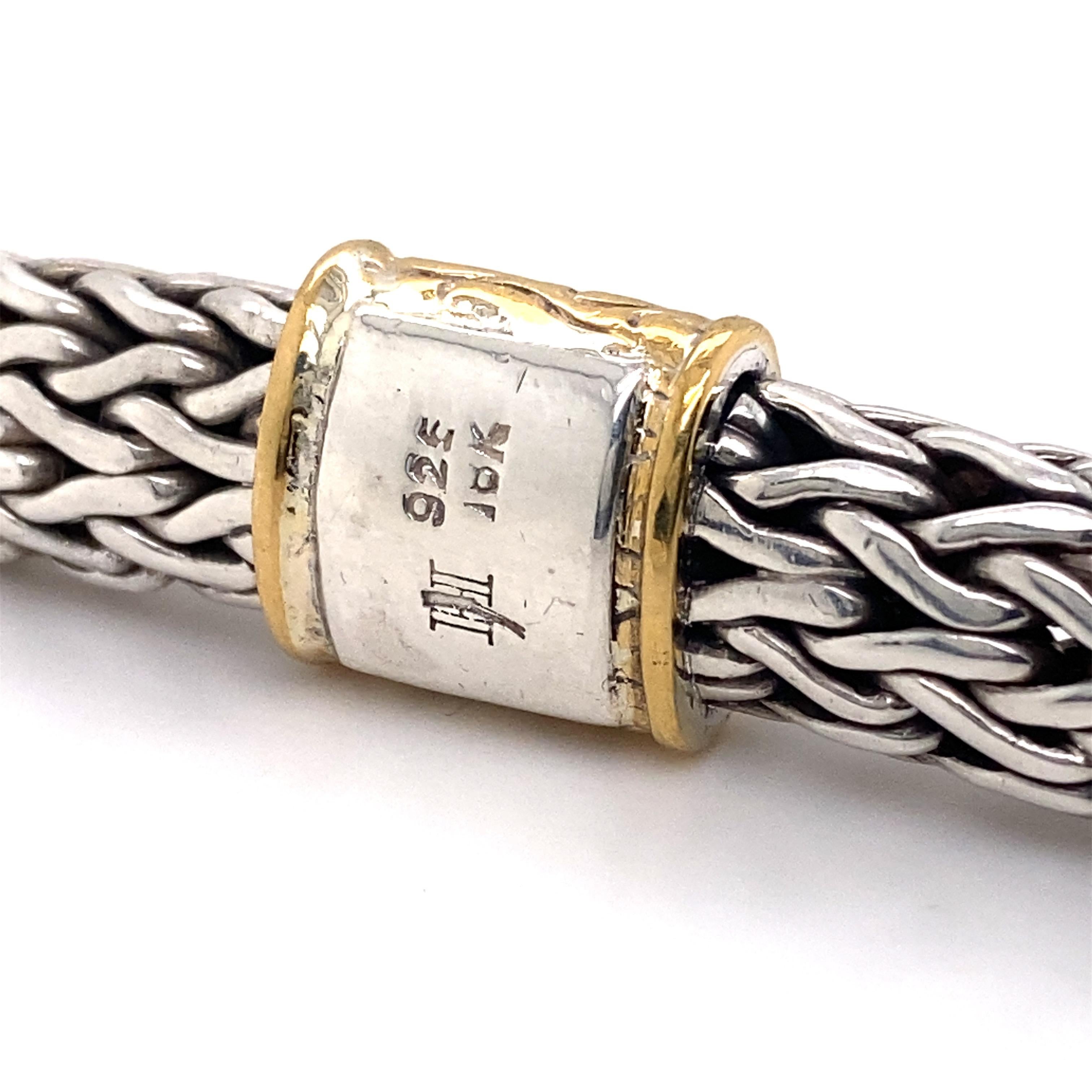 John Hardy Classic Woven Weizen Kette Halskette Sterling Silber 18kt YG 3