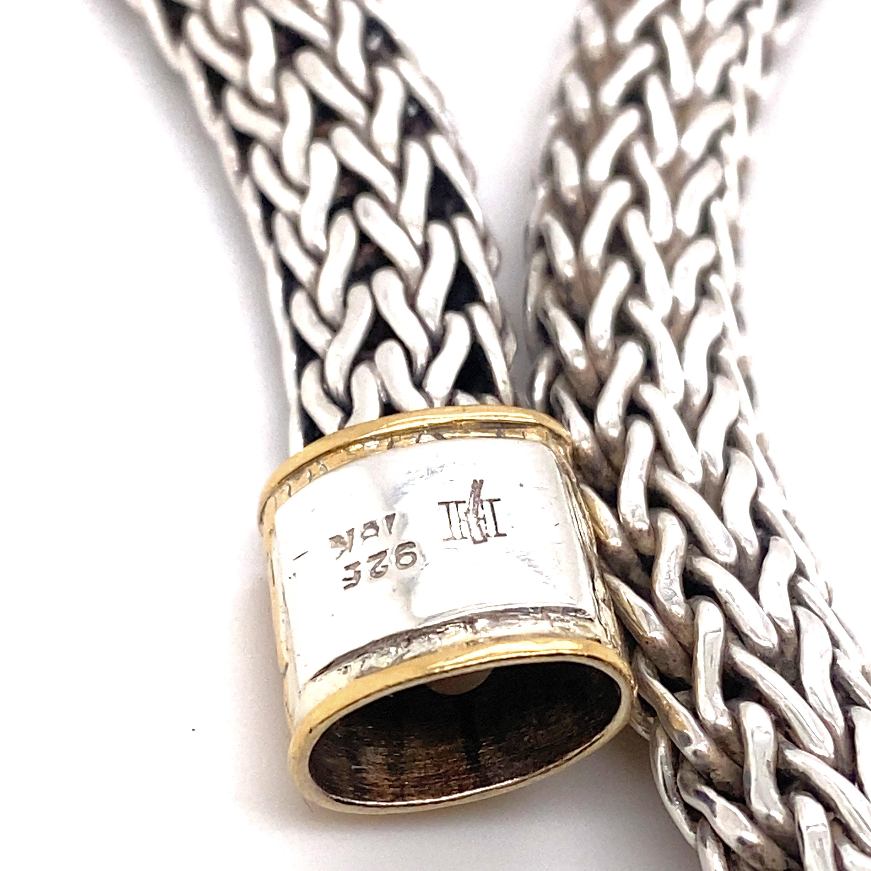 John Hardy Classic Woven Weizen Kette Halskette Sterling Silber 18kt YG 4