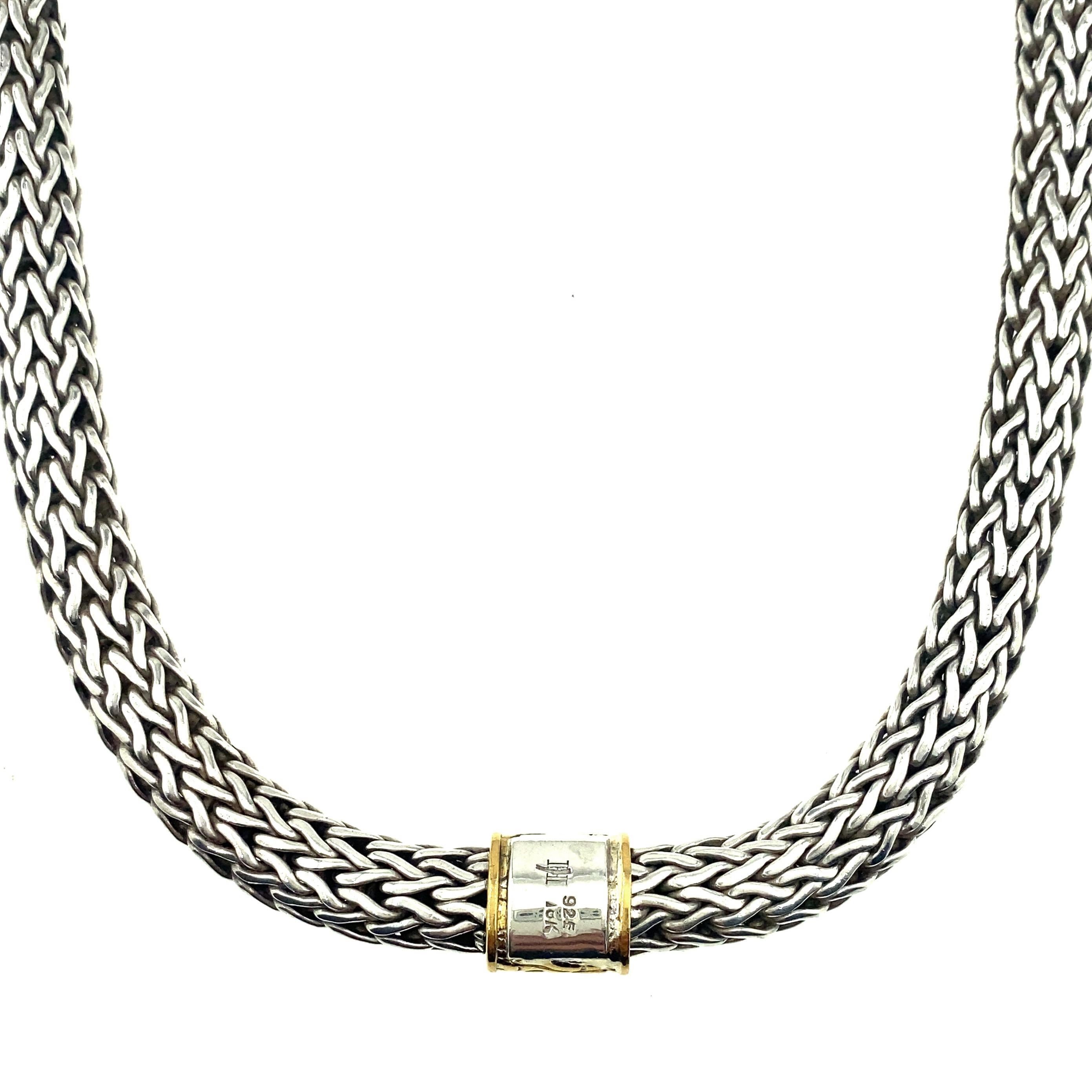 John Hardy Classic Woven Weizen Kette Halskette Sterling Silber 18kt YG 5
