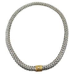 John Hardy Classic Woven Weizen Kette Halskette Sterling Silber 18kt YG
