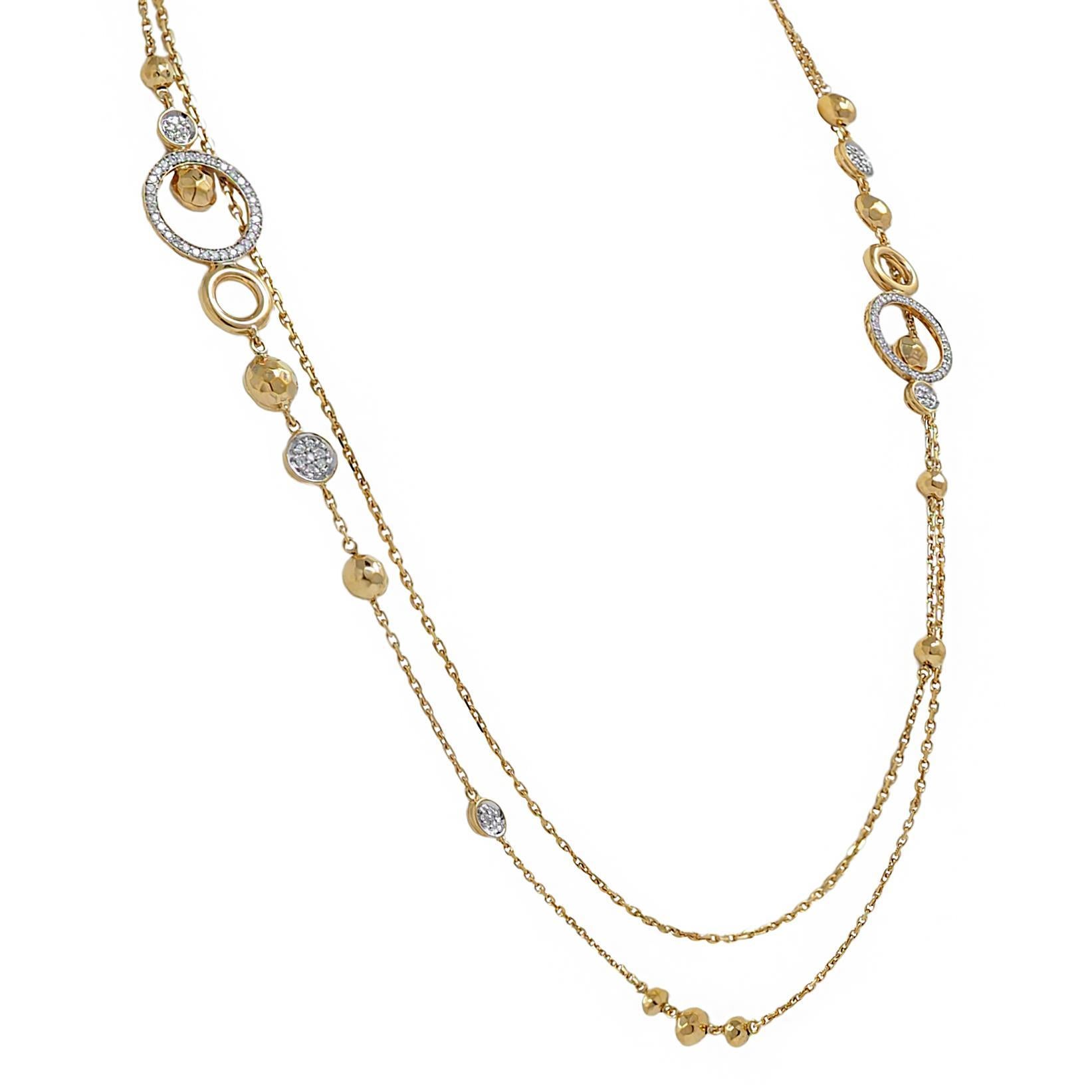 Women's or Men's John Hardy Contemporary Diamond 18 Karat Two-Tone Gold Station Chain Necklace