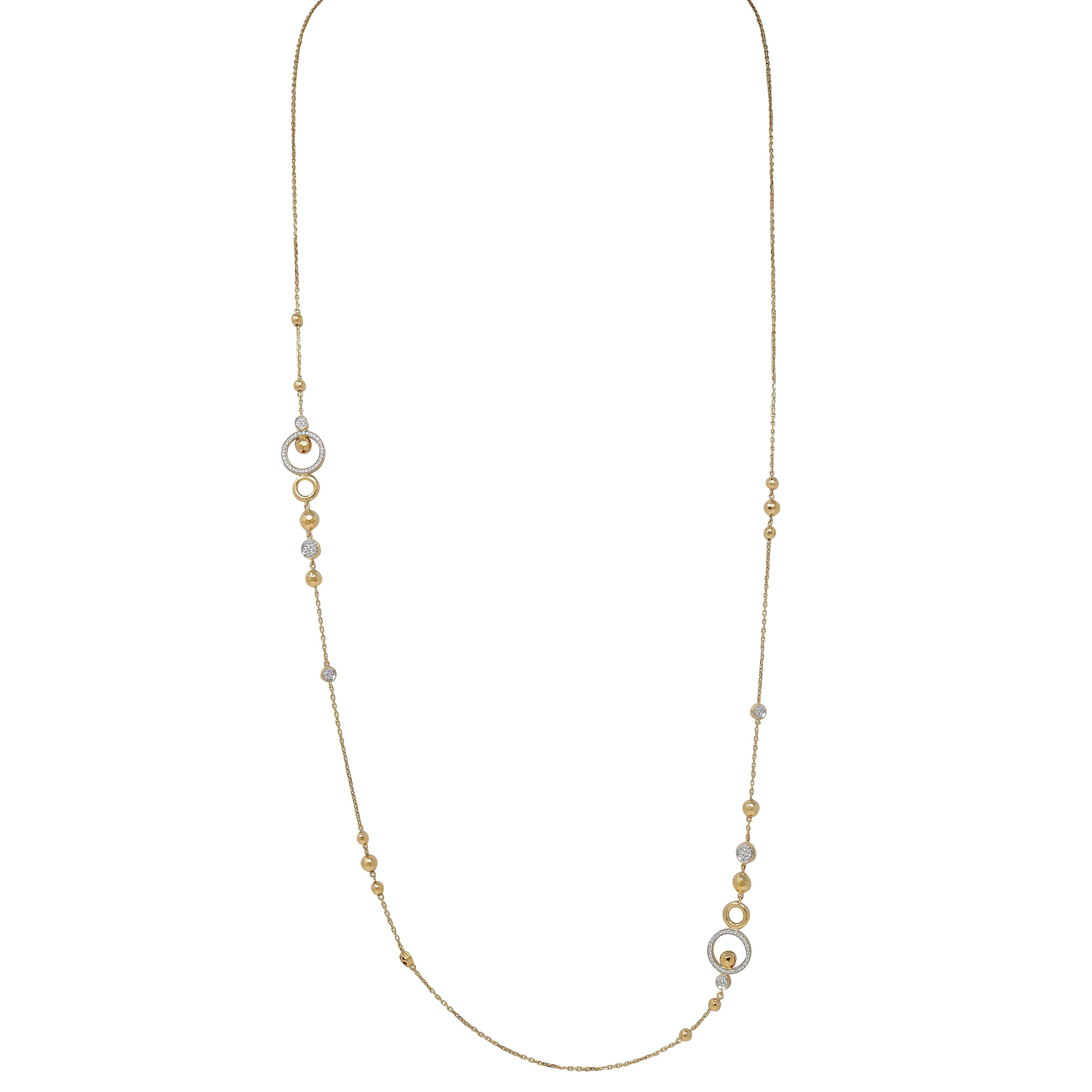 John Hardy Contemporary Diamond 18 Karat Two-Tone Gold Station Chain Necklace 1