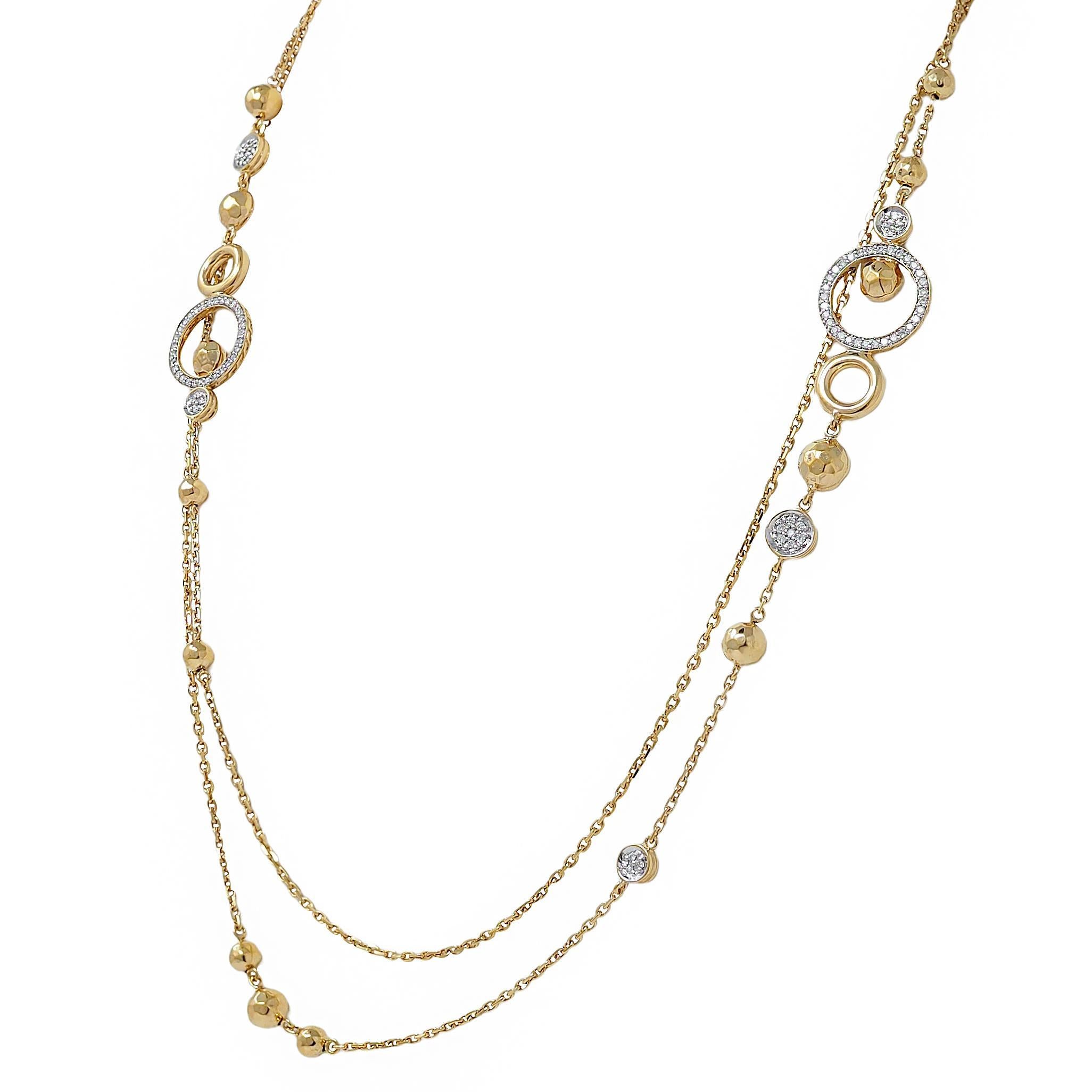 John Hardy Contemporary Diamond 18 Karat Two-Tone Gold Station Chain Necklace 2