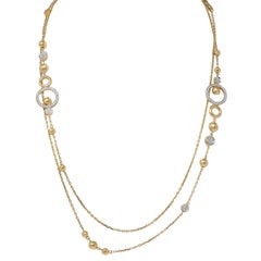 John Hardy Contemporary Diamond 18 Karat Two-Tone Gold Station Chain Necklace