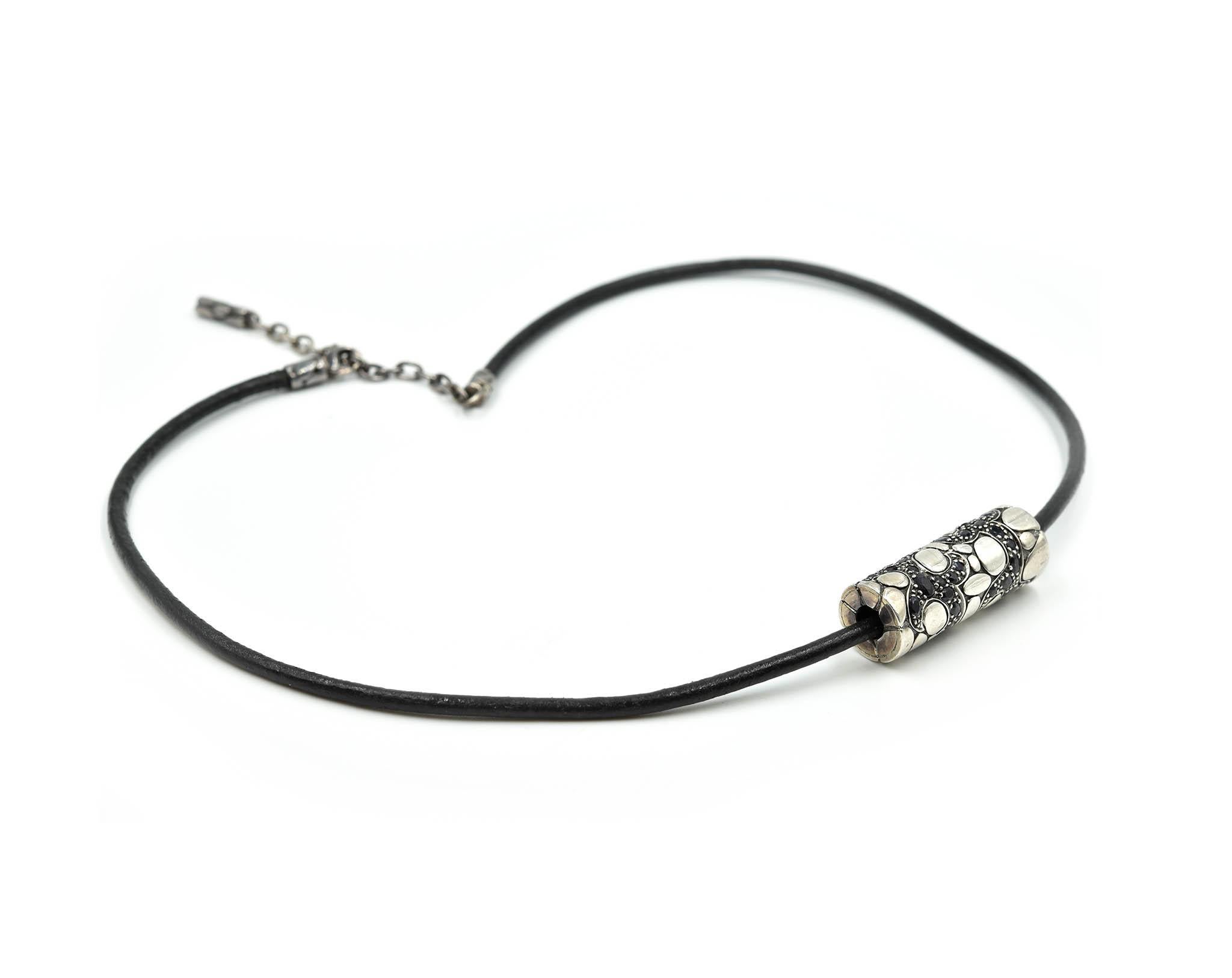 Modern John Hardy Cord Necklace with Silver and Black Sapphire Slide