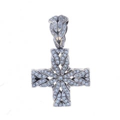 John Hardy Cross Diamond Pendant - Sterling 925 Yellow Gold 18k Rnd .50ctw Faith