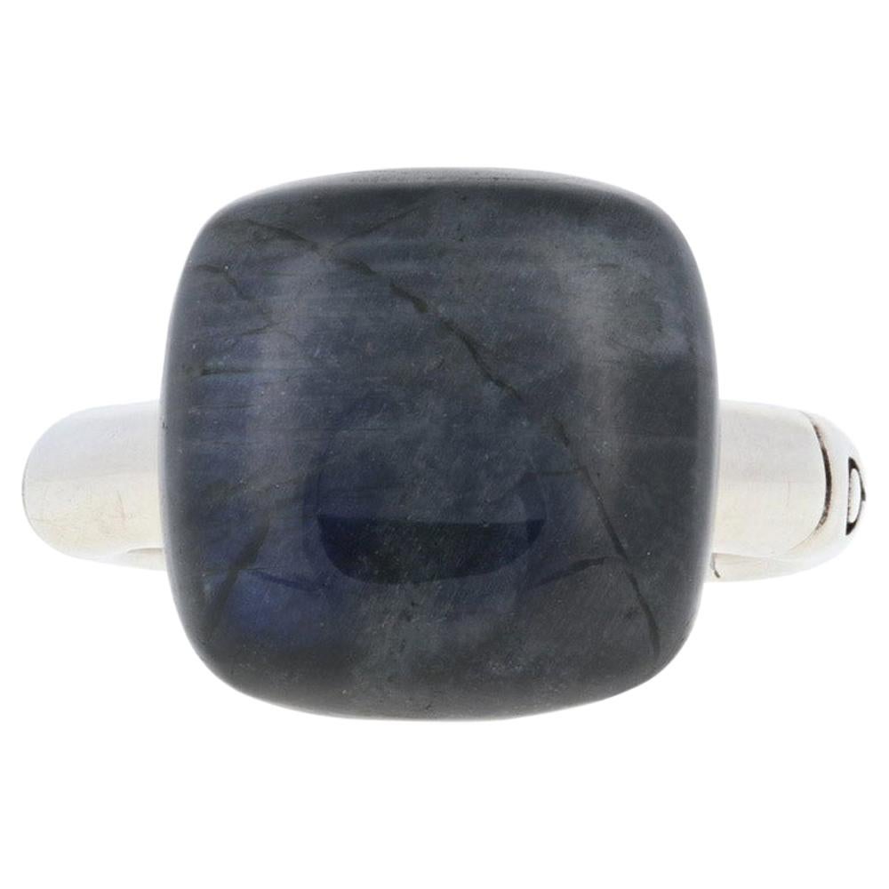 John Hardy Cushion Labradorite Batu Bamboo Ring Sterling Silver