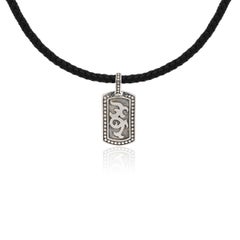 John Hardy Dayak Sterling Silver Small Dog Tag on Leather Necklace