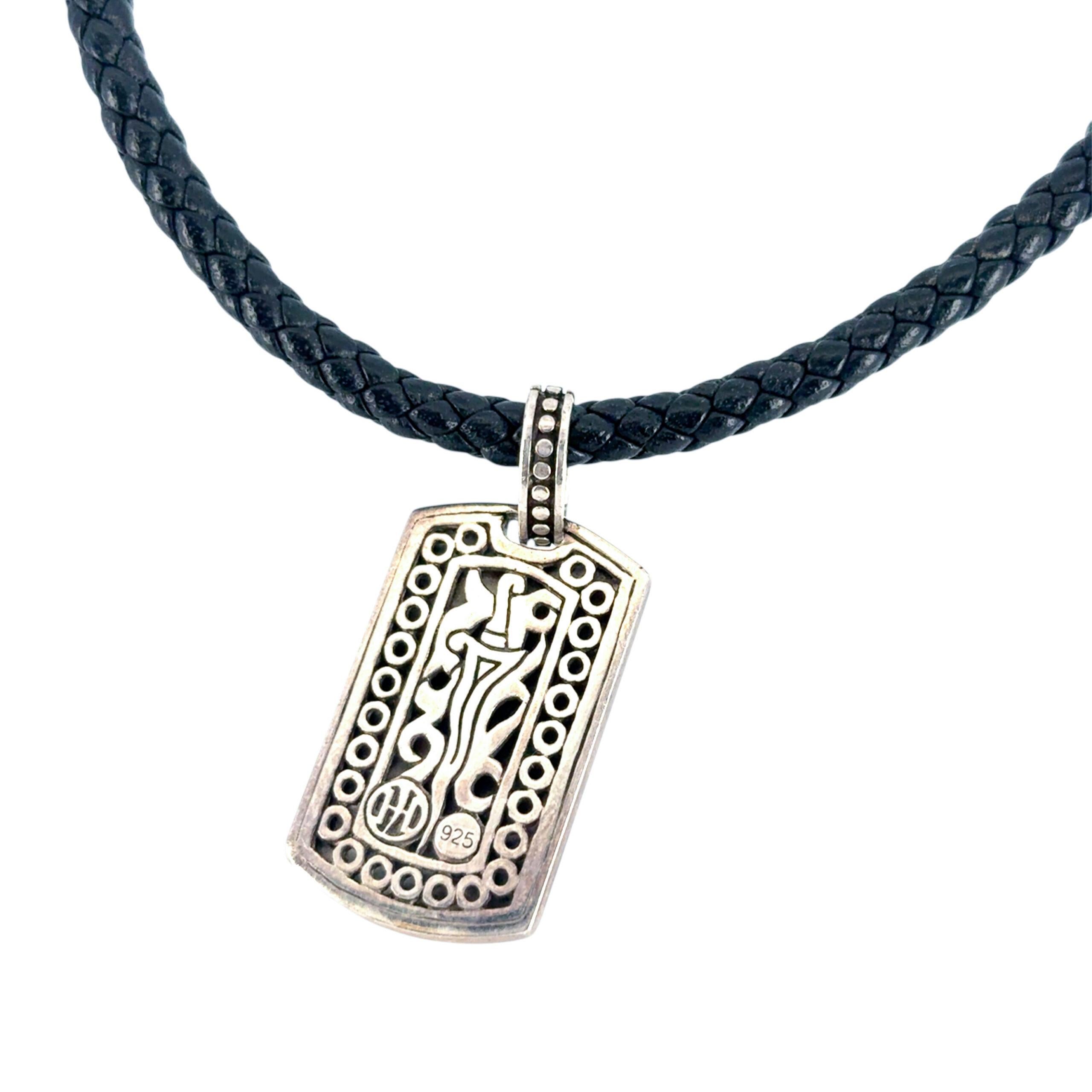 John Hardy Dayak - Collana con medaglietta in pelle in argento 925 in vendita 1